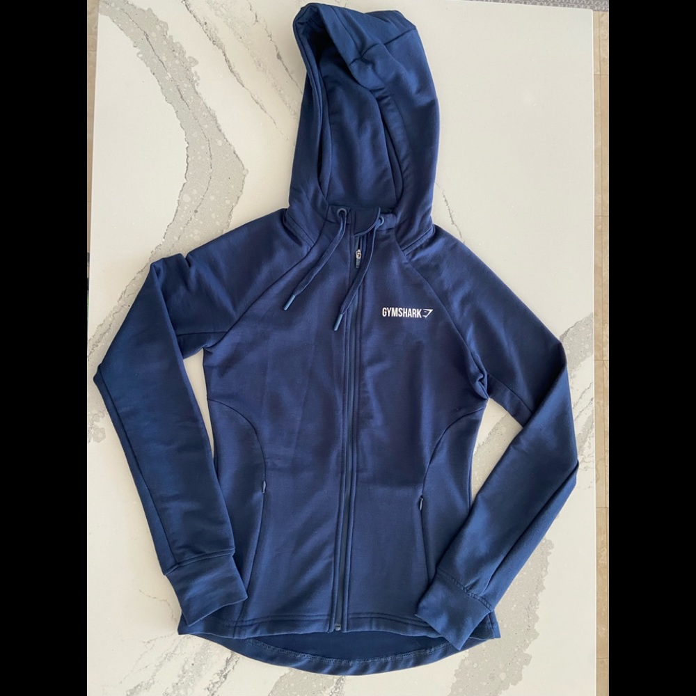 Gymshark navy hooded jacket, XS